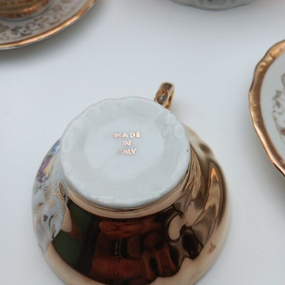 VTG Fragonard Courting Couple W/Gold Accents Gilded 22pc Tea Set Italy Victorian - Picture 5 of 15